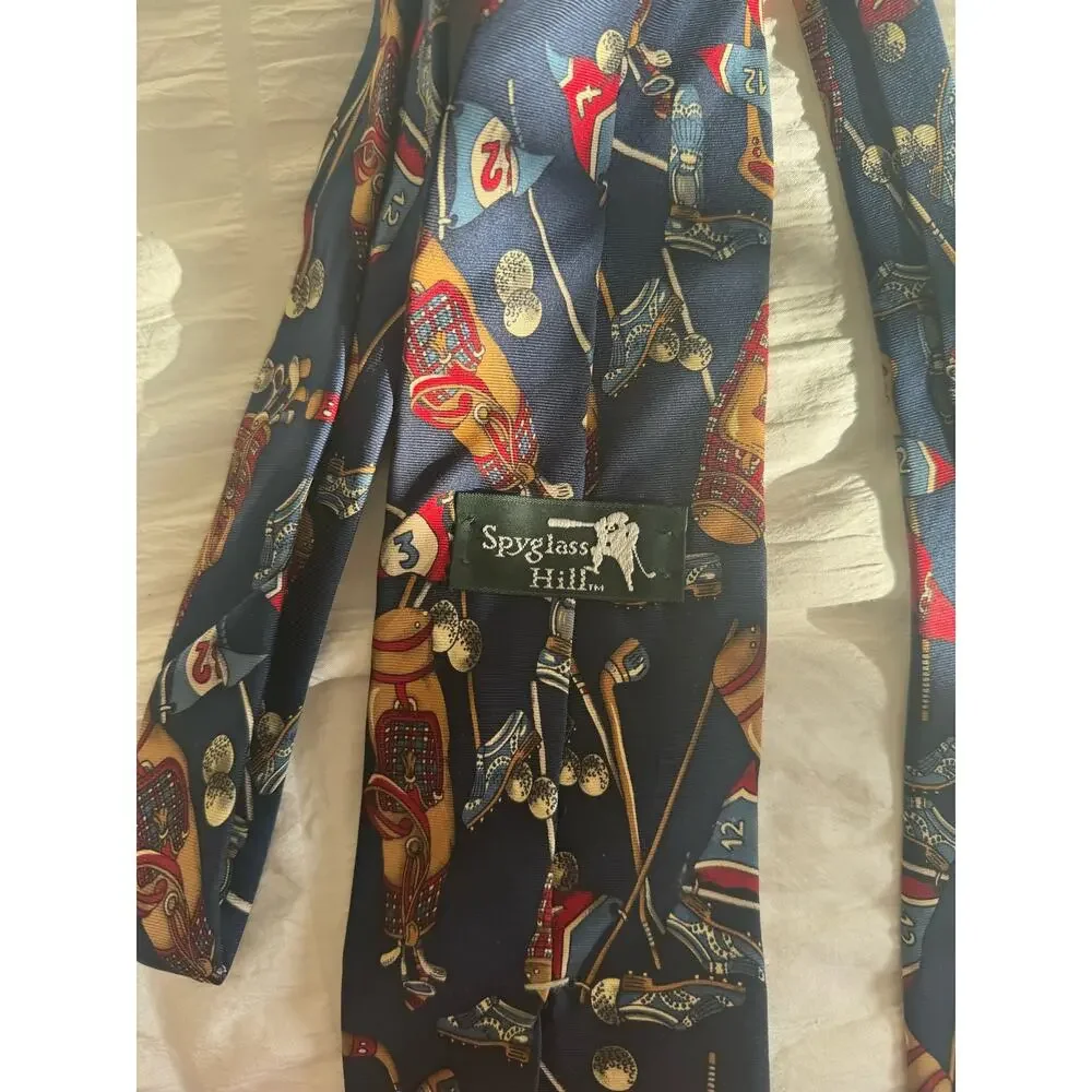 100% Silk Golf Tie- Golf Clubs, Shoes, Balls, Bag, Flags